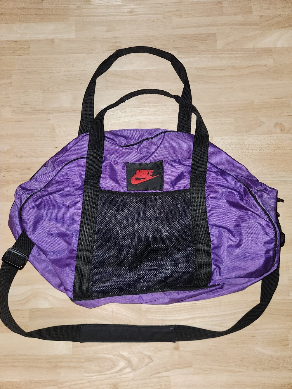 Vintage Y2K 90s Nike Purple Red and Black Duffle Bag Red Tag Good Condition